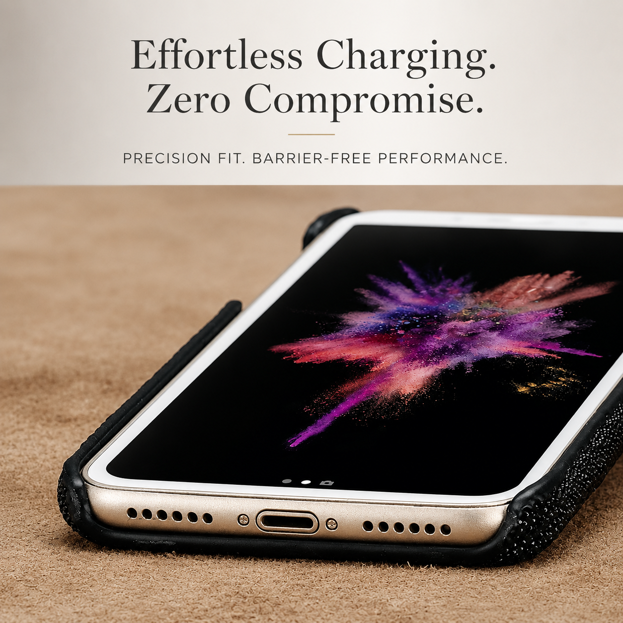 Premium iPhone Case Genuine Stingray Leather Shockproof Cover Camera Lens Protection Anti Fingerprint Dustproof Lightweight Half Wrapped Protective Design