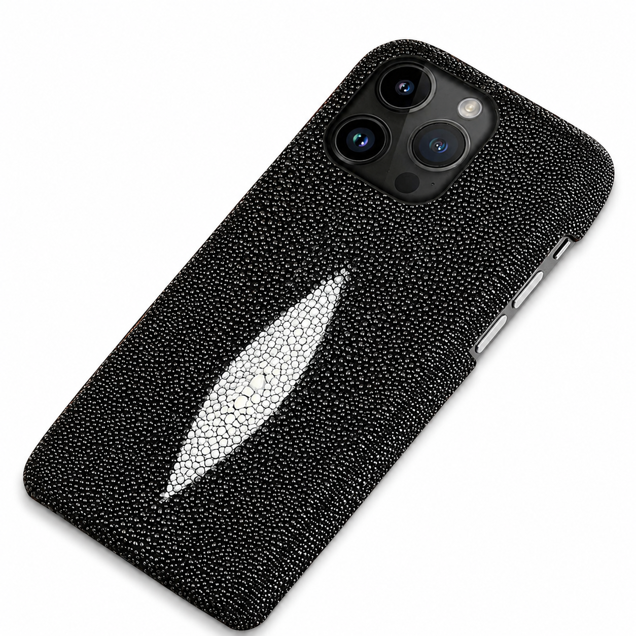 Premium iPhone Case Genuine Stingray Leather Shockproof Cover Camera Lens Protection Anti Fingerprint Dustproof Lightweight Half Wrapped Protective Design