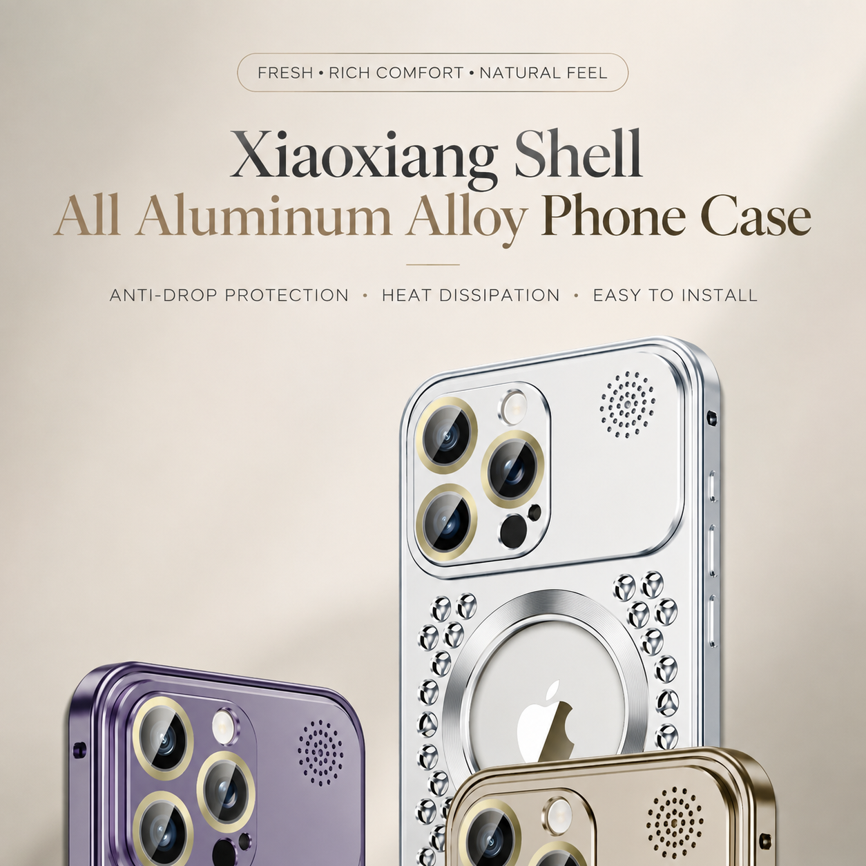 Premium iPhone Case Heat Dissipation Aluminum Magnetic Cover MagSafe Compatible Camera Lens Protection Dual Layer Shockproof Scratch Resistant Design