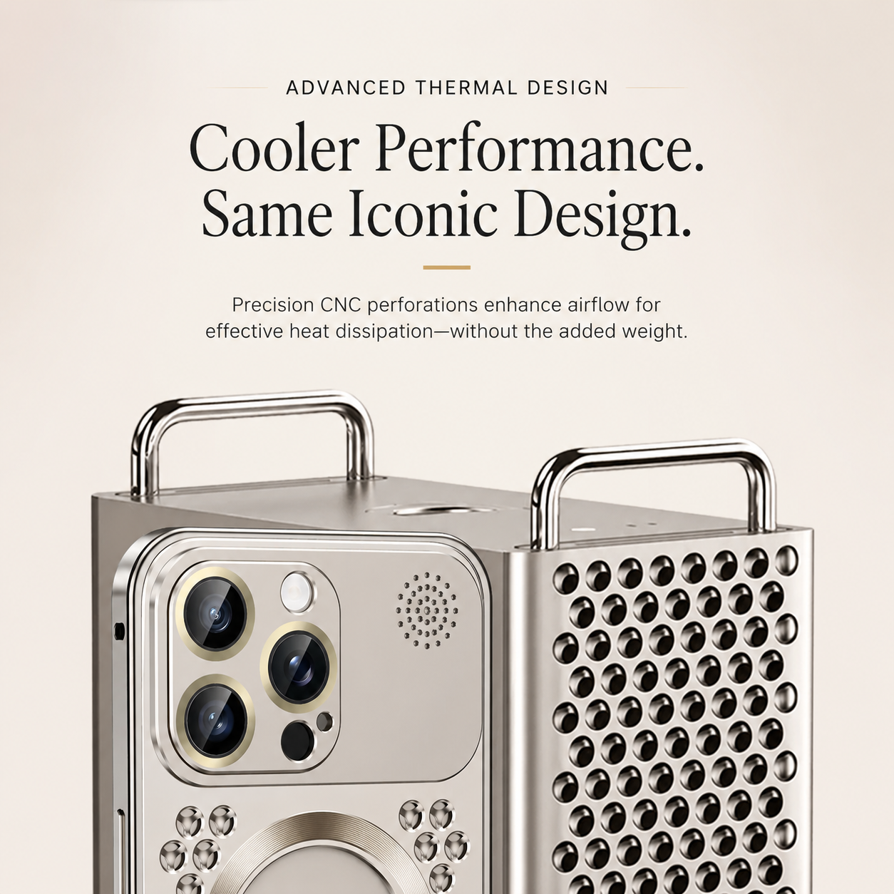 Premium iPhone Case Heat Dissipation Aluminum Magnetic Cover MagSafe Compatible Camera Lens Protection Dual Layer Shockproof Scratch Resistant Design
