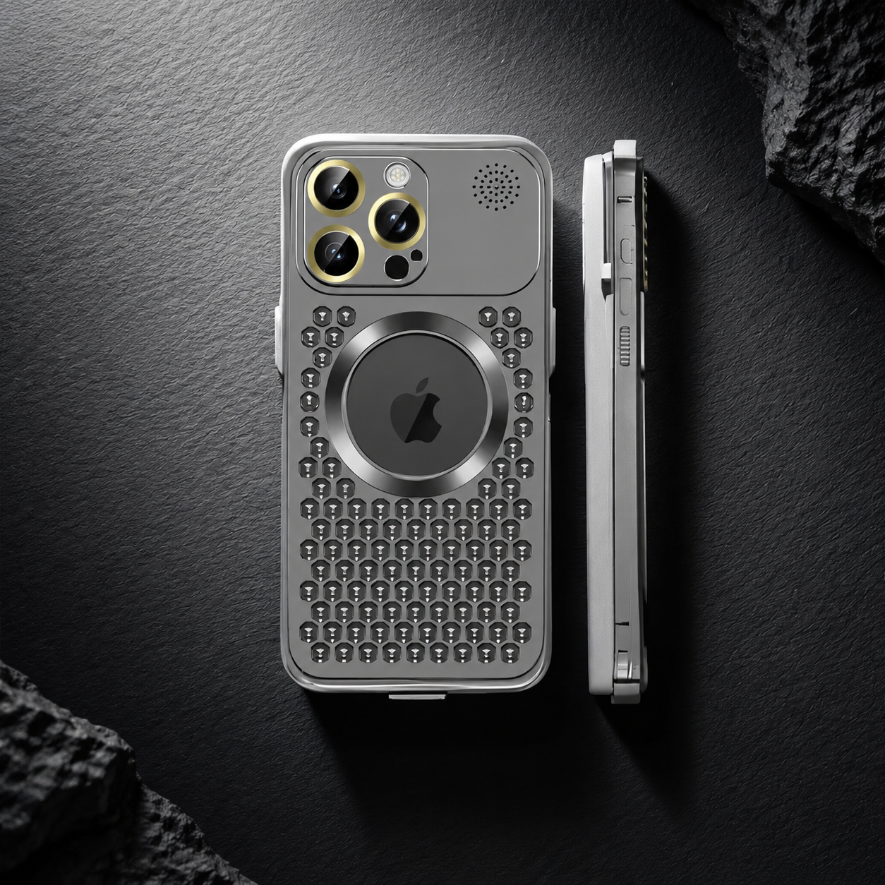 Premium iPhone Case Heat Dissipation Aluminum Magnetic Cover MagSafe Compatible Camera Lens Protection Dual Layer Shockproof Scratch Resistant Design