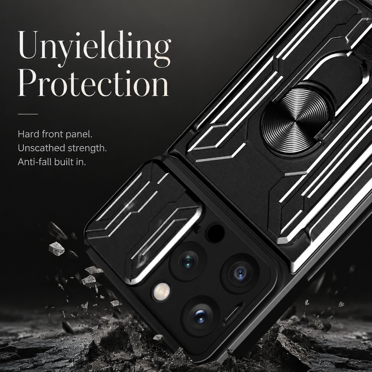 Premium iPhone Case Heavy Duty Armor Protective Cover Dual Layer Shockproof Card Holder 360° Ring Stand Magnetic Mount Compatible Full Coverage