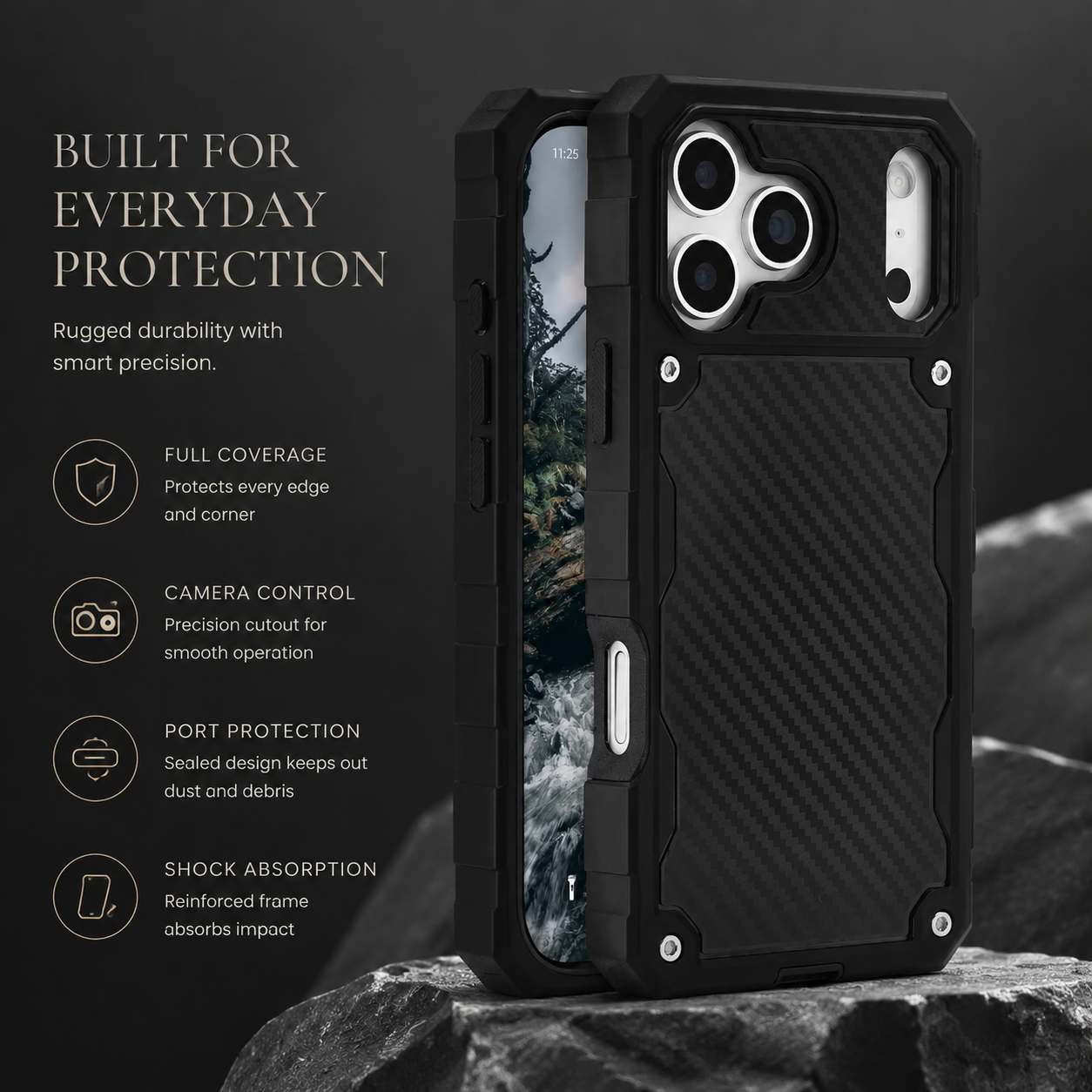 Premium iPhone Case Heavy Duty MagSafe Compatible Protective Cover Shockproof Military Grade Drop Protection Scratch Resistant Full Coverage