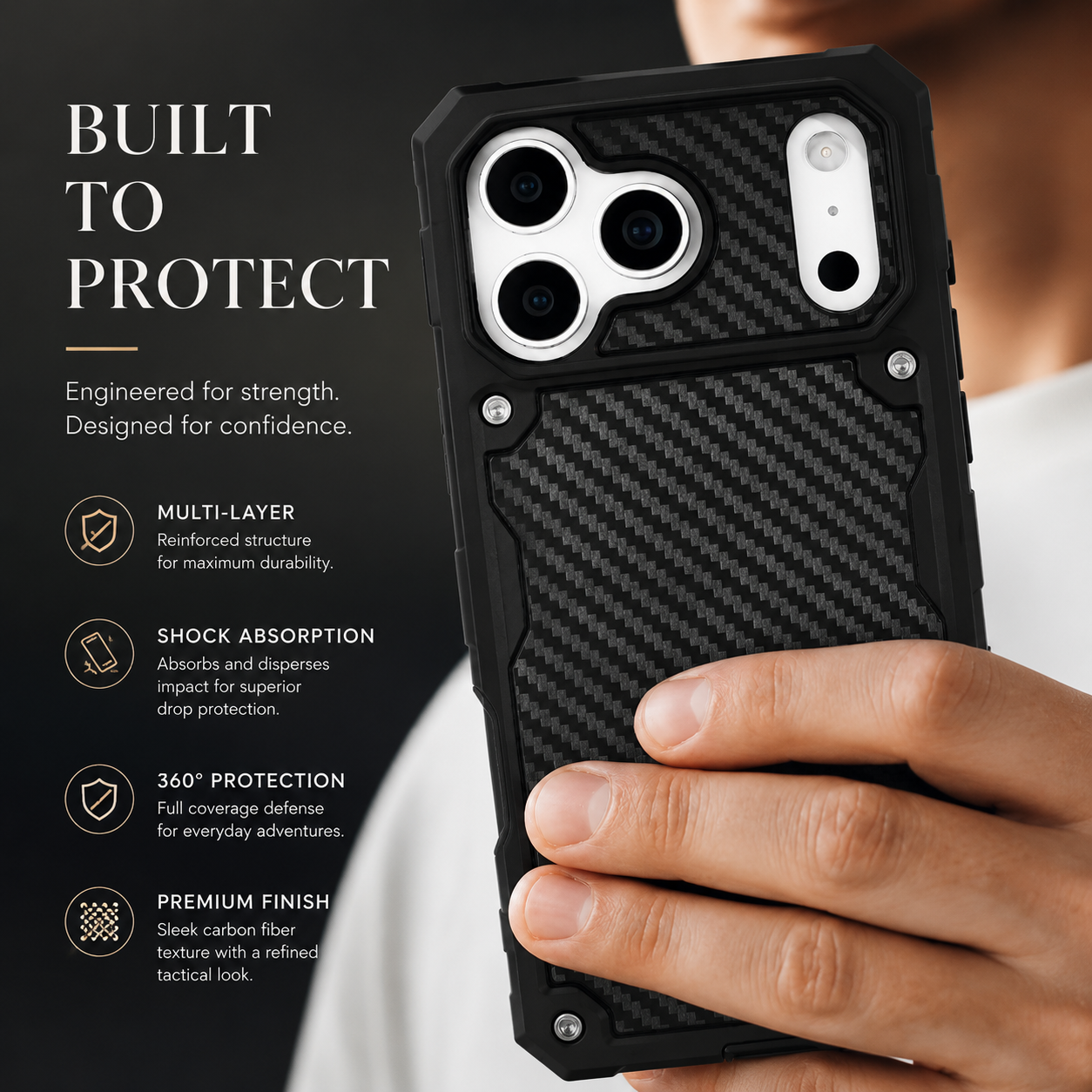Premium iPhone Case Heavy Duty MagSafe Compatible Protective Cover Shockproof Military Grade Drop Protection Scratch Resistant Full Coverage