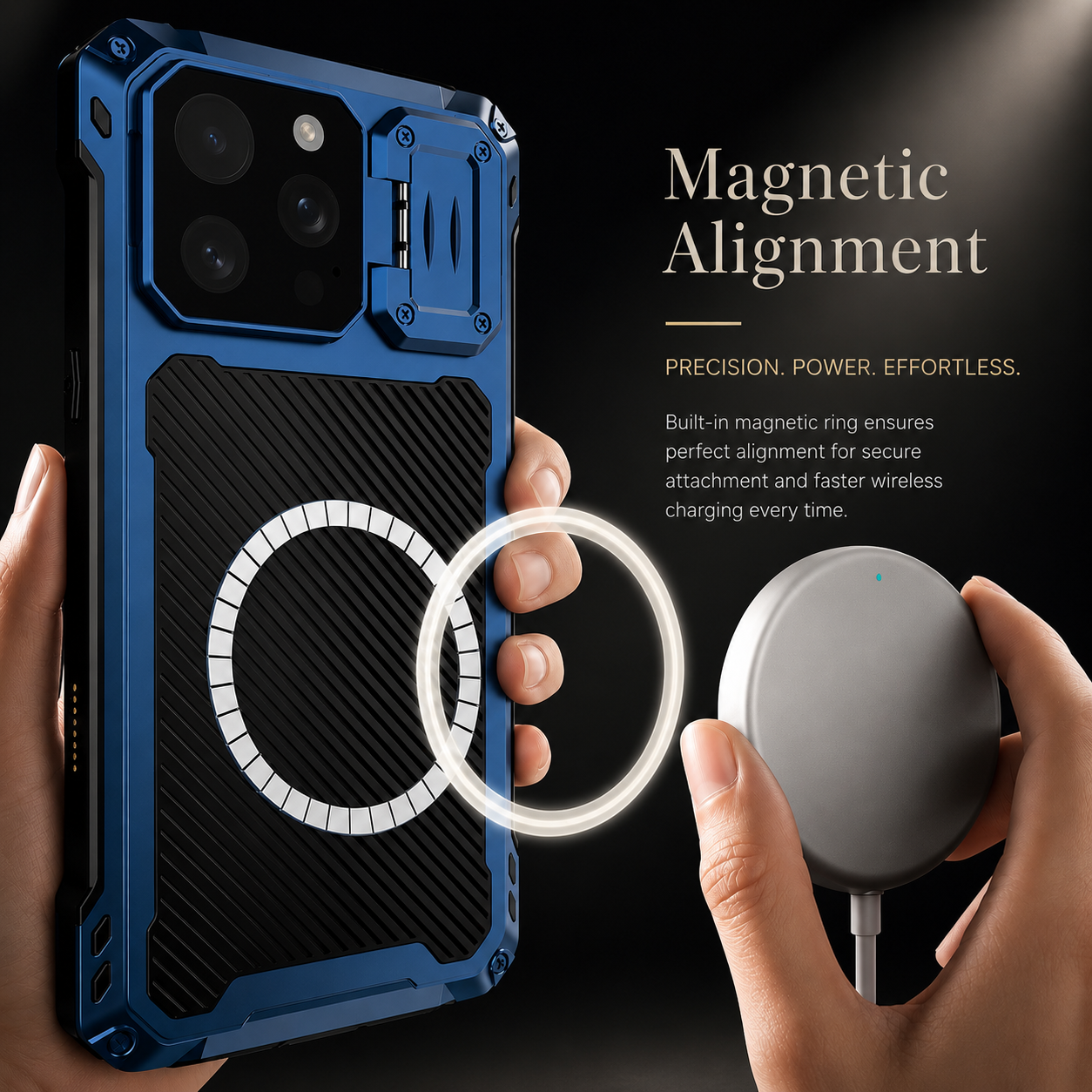 Premium iPhone Case Heavy Duty Metal MagSafe Compatible Protective Cover Military Grade Shockproof Aluminum Bumper Camera Guard Kickstand Anti Scratch Full Coverage