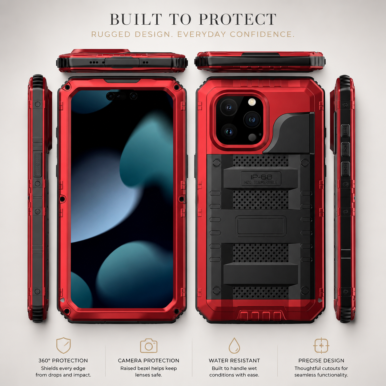 Premium iPhone Case IP68 Waterproof Armor MagSafe Cover Shockproof Full Body Protection Magnetic Rugged Protective Case Camera Lens Screen Guard