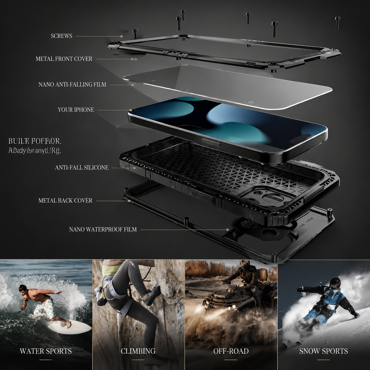 Premium iPhone Case IP68 Waterproof Armor MagSafe Cover Shockproof Full Body Protection Magnetic Rugged Protective Case Camera Lens Screen Guard