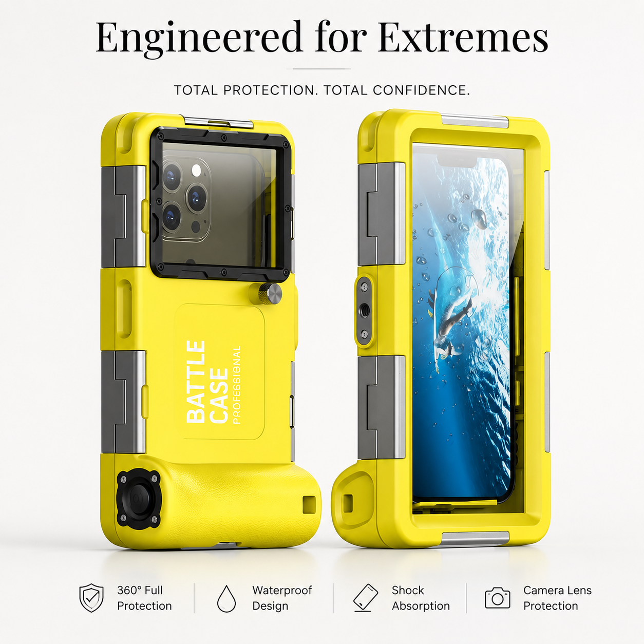 Premium iPhone Case IP68 Waterproof Shockproof Protective Cover Full Body Anti Scratch Dustproof Underwater Diving Secure Lanyard