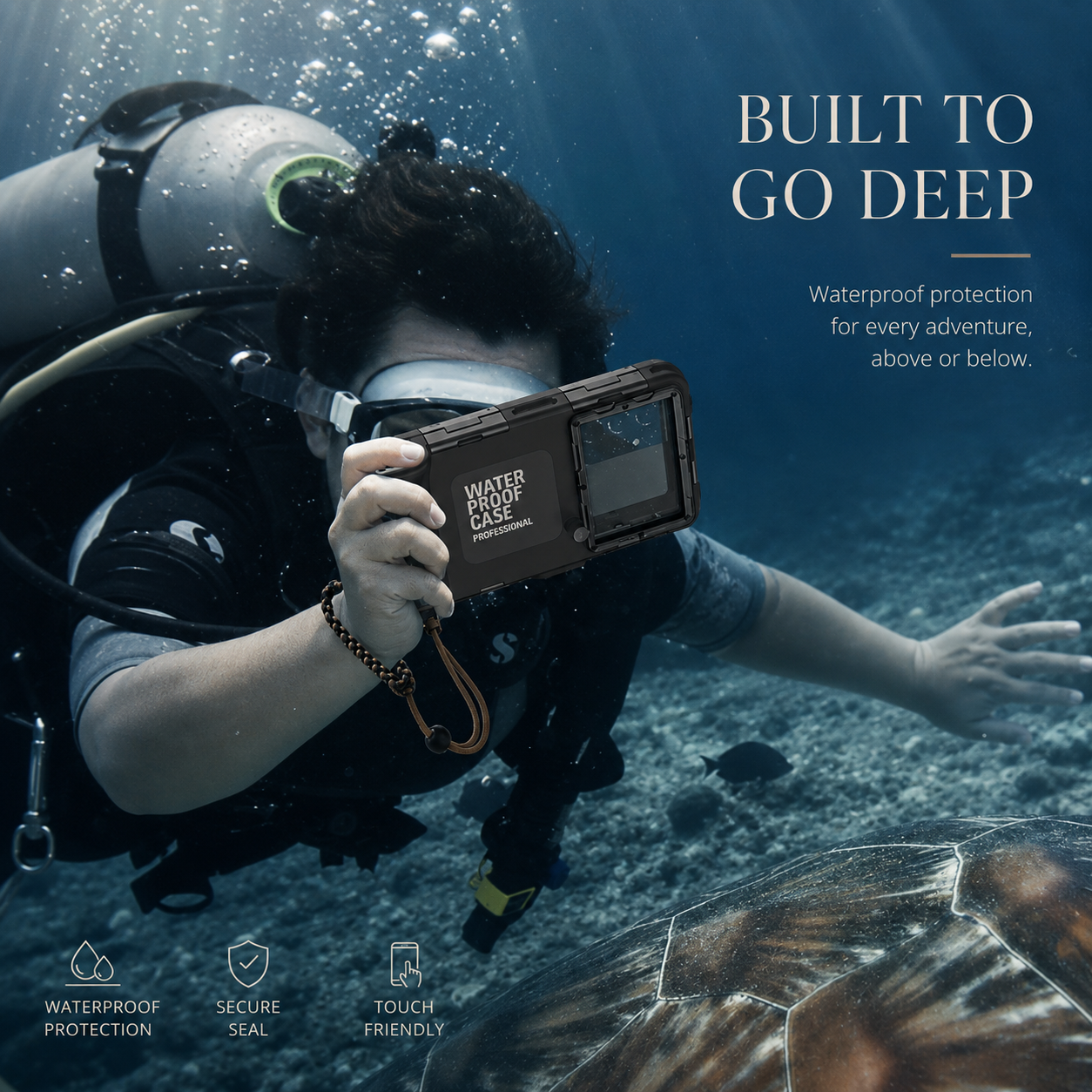 Premium iPhone Case IP68 Waterproof Shockproof Protective Cover Full Body Anti Scratch Dustproof Underwater Diving Secure Lanyard