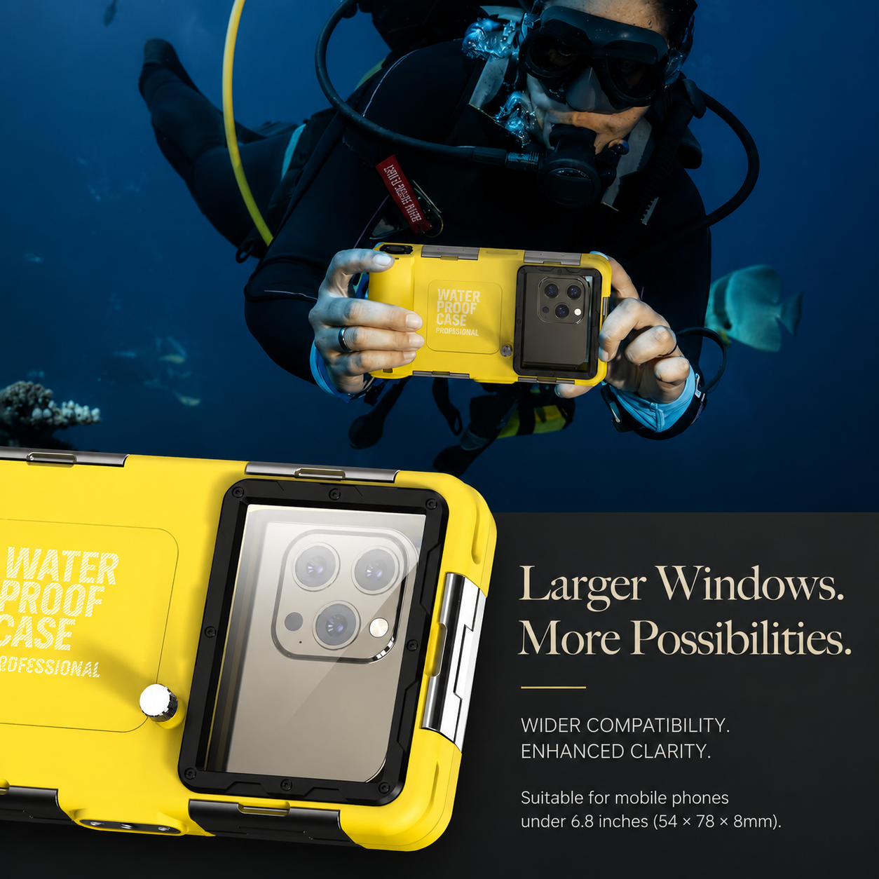 Premium iPhone Case IP68 Waterproof Shockproof Protective Cover Full Body Anti Scratch Dustproof Underwater Diving Secure Lanyard