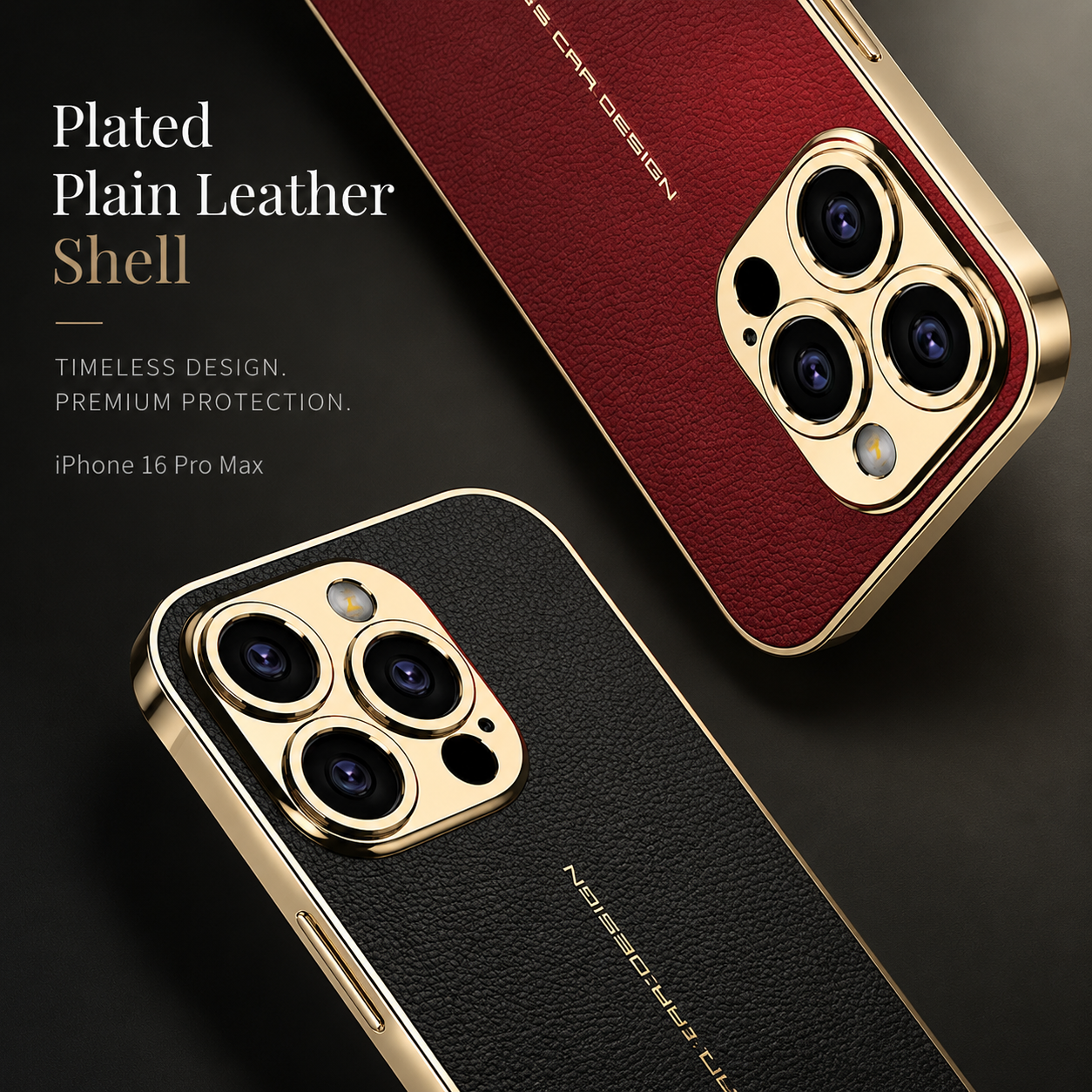 Premium iPhone Case Leather Back Cover Full Lens Protection Shockproof Anti Fingerprint Scratch Resistant Slim PC Design Protective Style