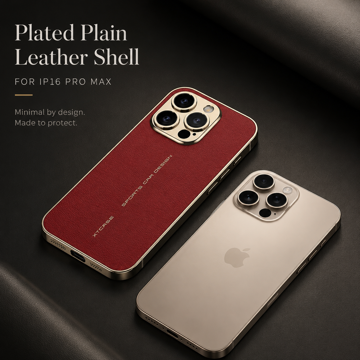 Premium iPhone Case Leather Back Cover Full Lens Protection Shockproof Anti Fingerprint Scratch Resistant Slim PC Design Protective Style