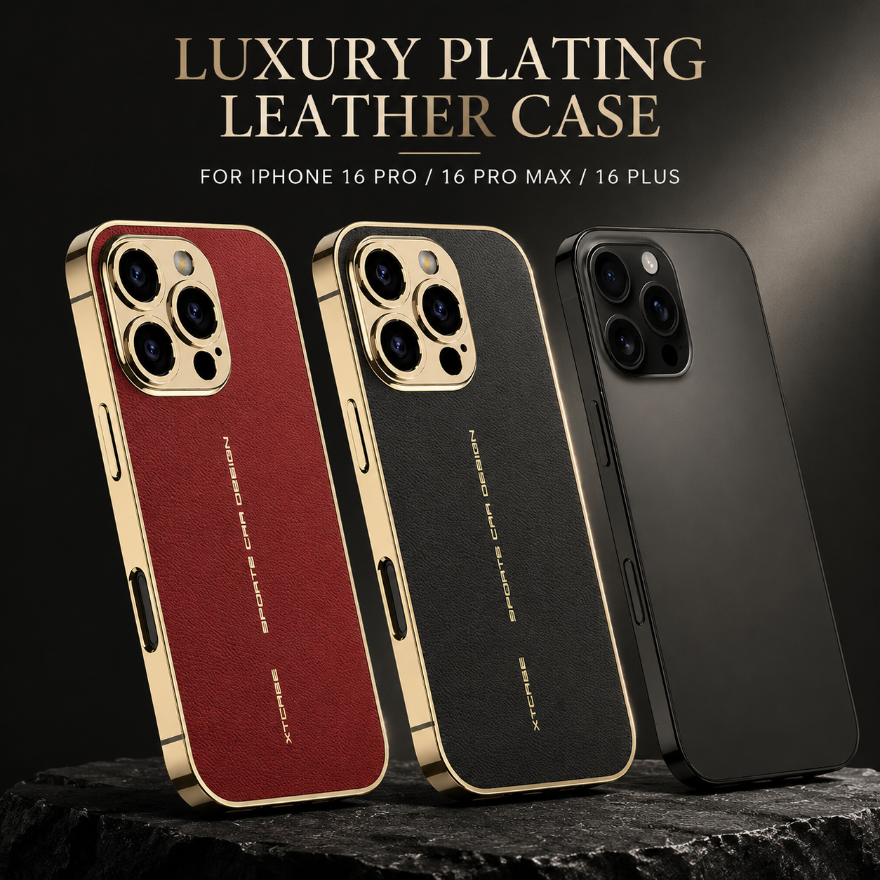 Premium iPhone Case Leather Back Cover Full Lens Protection Shockproof Anti Fingerprint Scratch Resistant Slim PC Design Protective Style