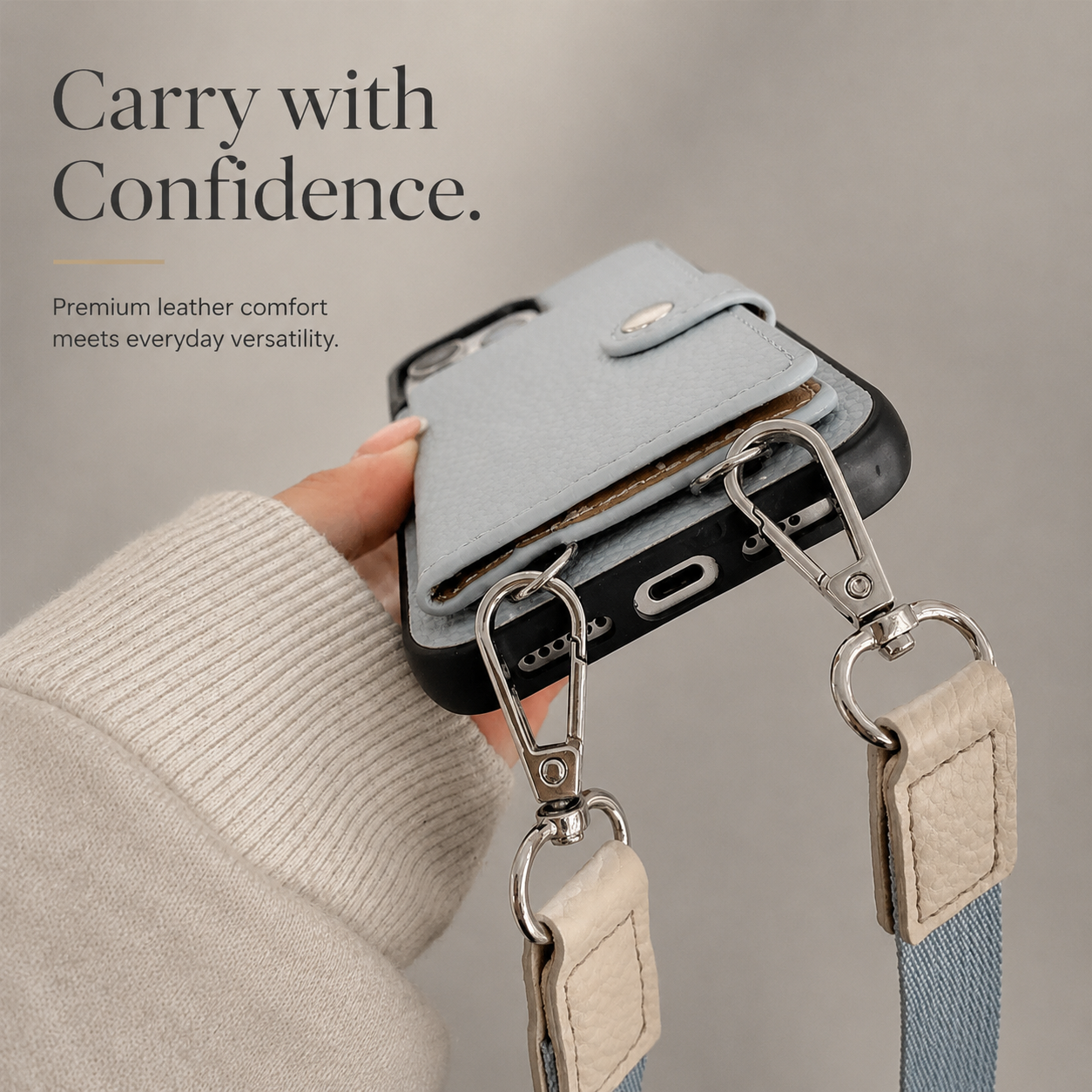 Premium iPhone Case Leather Crossbody Wallet Cover Card Holder Coin Purse Lanyard Strap Shockproof Protective Magnetic Closure Full Coverage Design