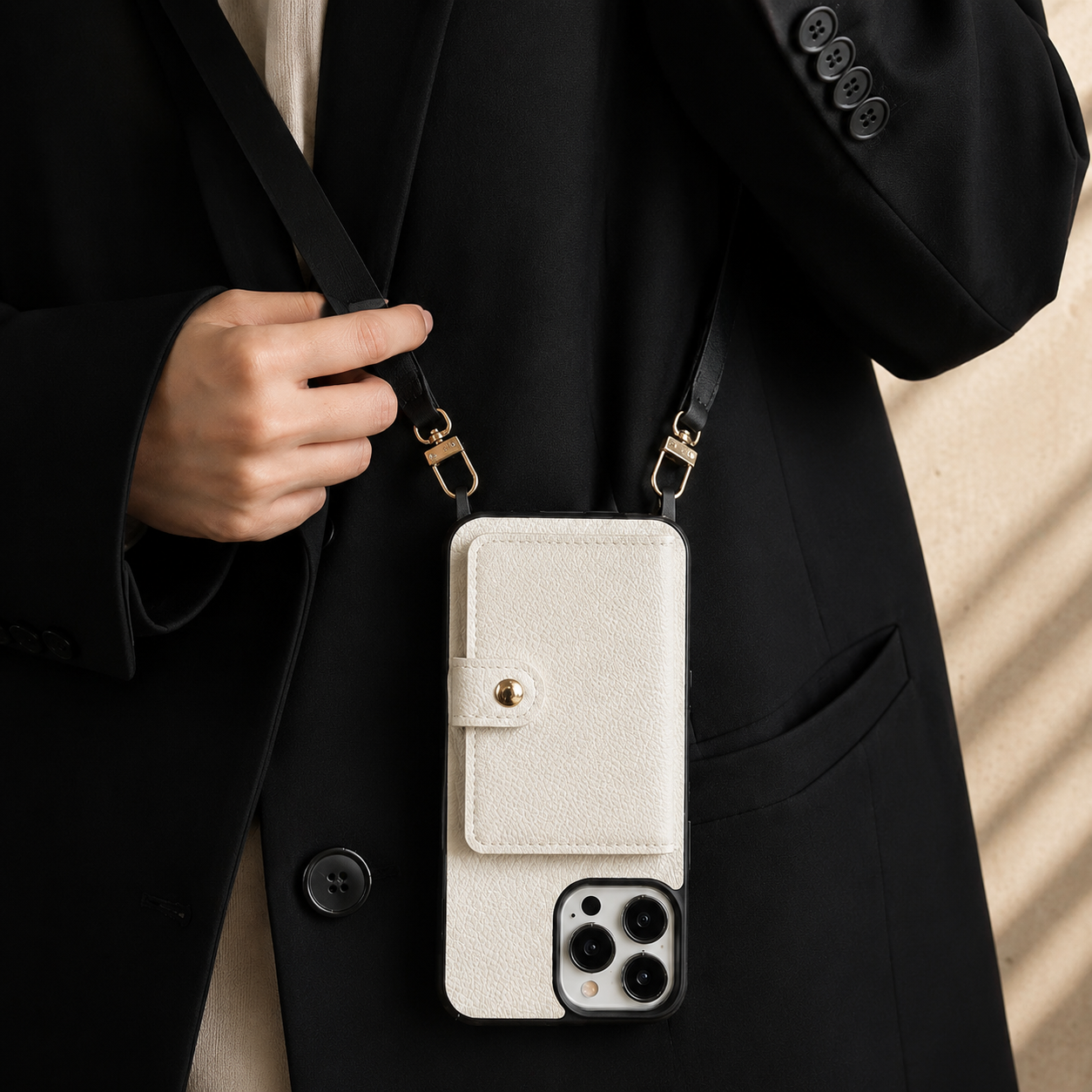 Premium iPhone Case Leather Crossbody Wallet Cover Card Holder Coin Purse Lanyard Strap Shockproof Protective Magnetic Closure Full Coverage Design