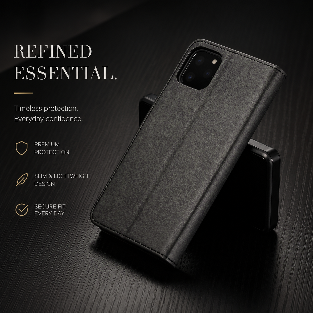Premium iPhone Case Leather Wallet Cover Flip Card Holder Magnetic Closure Shockproof Protective Case Slim Full Coverage Screen Camera Protection Design