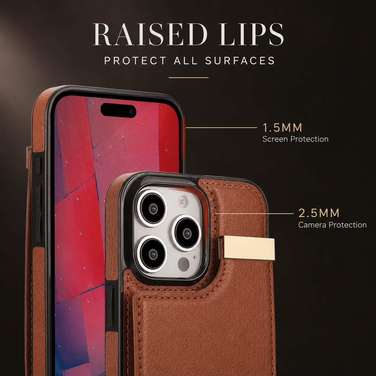 Premium iPhone Case Leather Wallet Cover Flip Card Holder Pocket Magnetic Closure Shockproof Protective Case Full Body Screen Camera Protection Slim Design