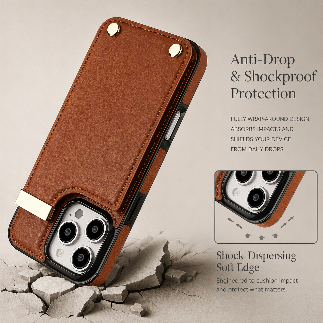 Premium iPhone Case Leather Wallet Cover Flip Card Holder Pocket Magnetic Closure Shockproof Protective Case Full Body Screen Camera Protection Slim Design