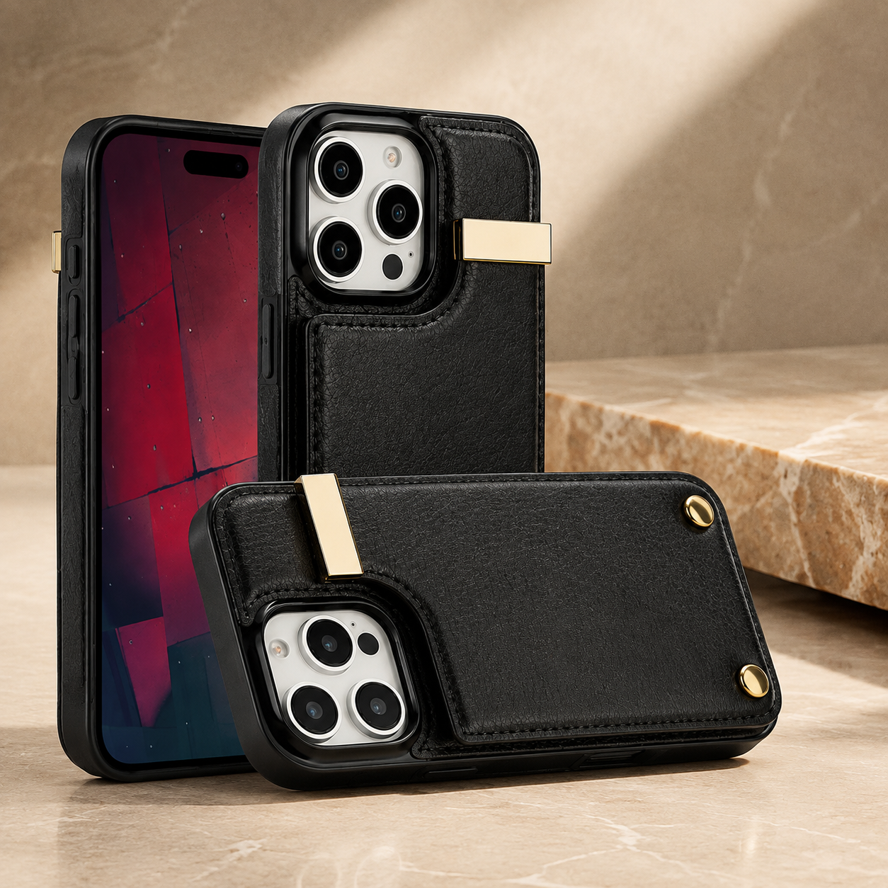 Premium iPhone Case Leather Wallet Cover Flip Card Holder Pocket Magnetic Closure Shockproof Protective Case Full Body Screen Camera Protection Slim Design