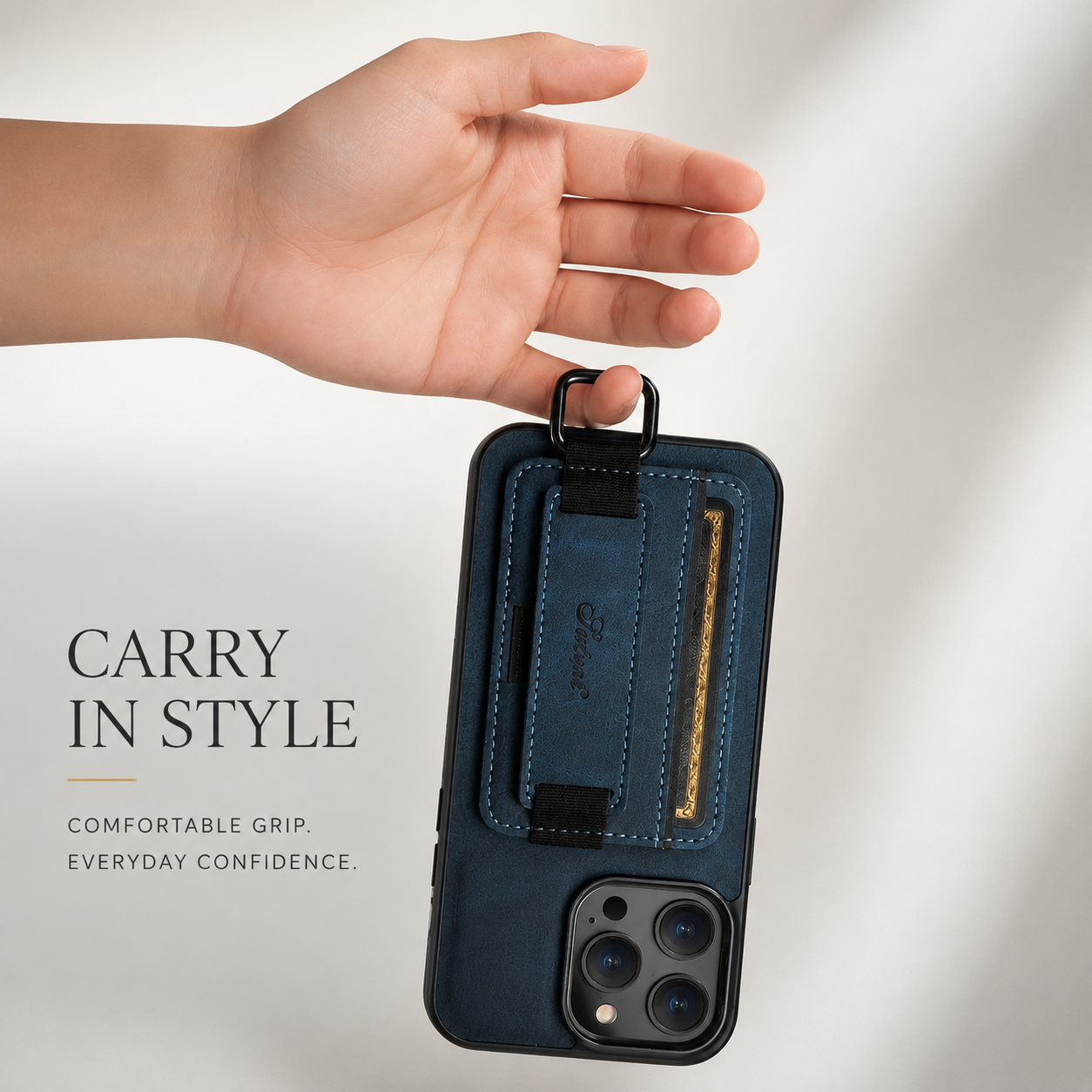 Premium iPhone Case Leather Wallet Cover PU Leather Card Holder Wrist Ring Magnetic Closure Shockproof Protective Slim Design