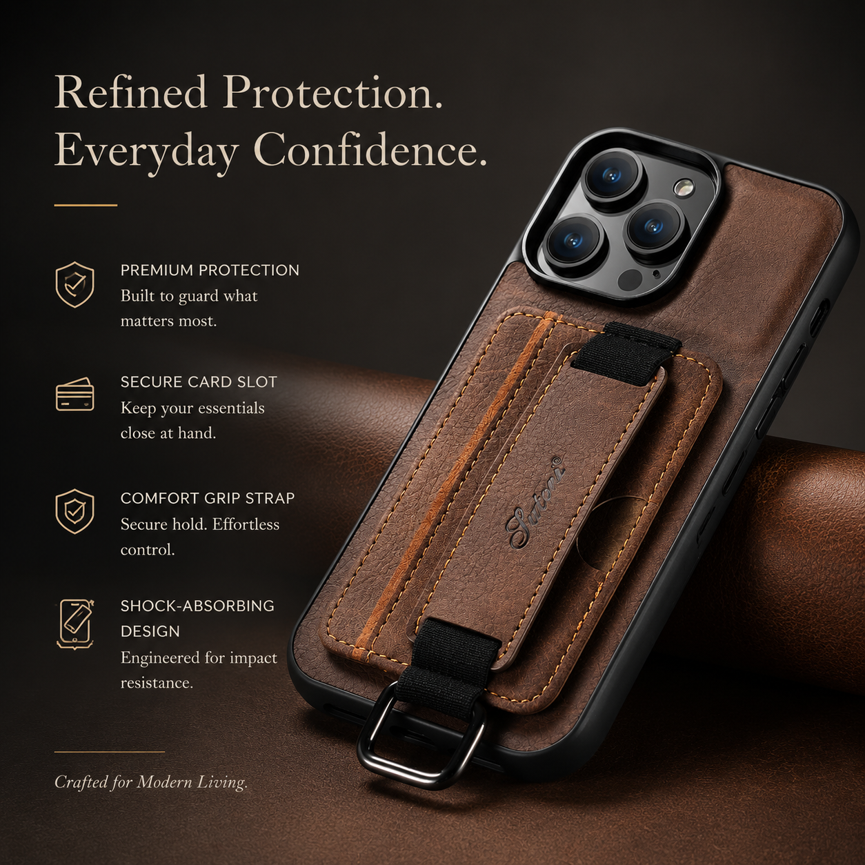 Premium iPhone Case Leather Wallet Cover PU Leather Card Holder Wrist Ring Magnetic Closure Shockproof Protective Slim Design
