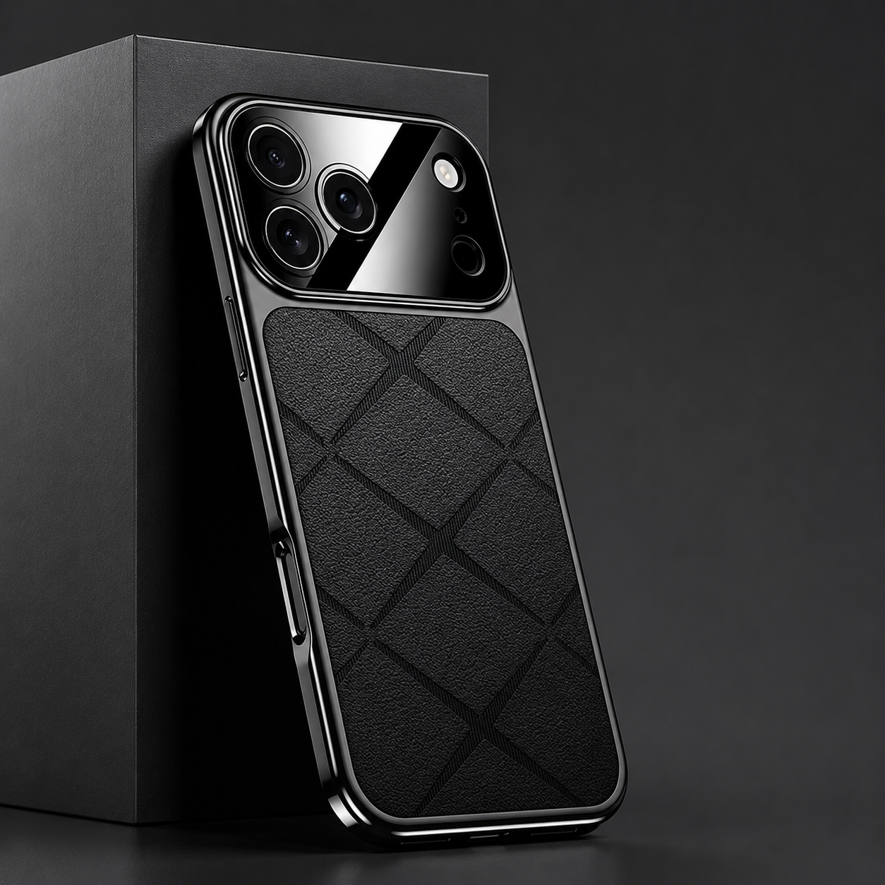 Premium iPhone Case Luxury Leather Frame Plating Protective Cover Shockproof Bumper Camera Lens Protection Anti Scratch Slim Full Coverage