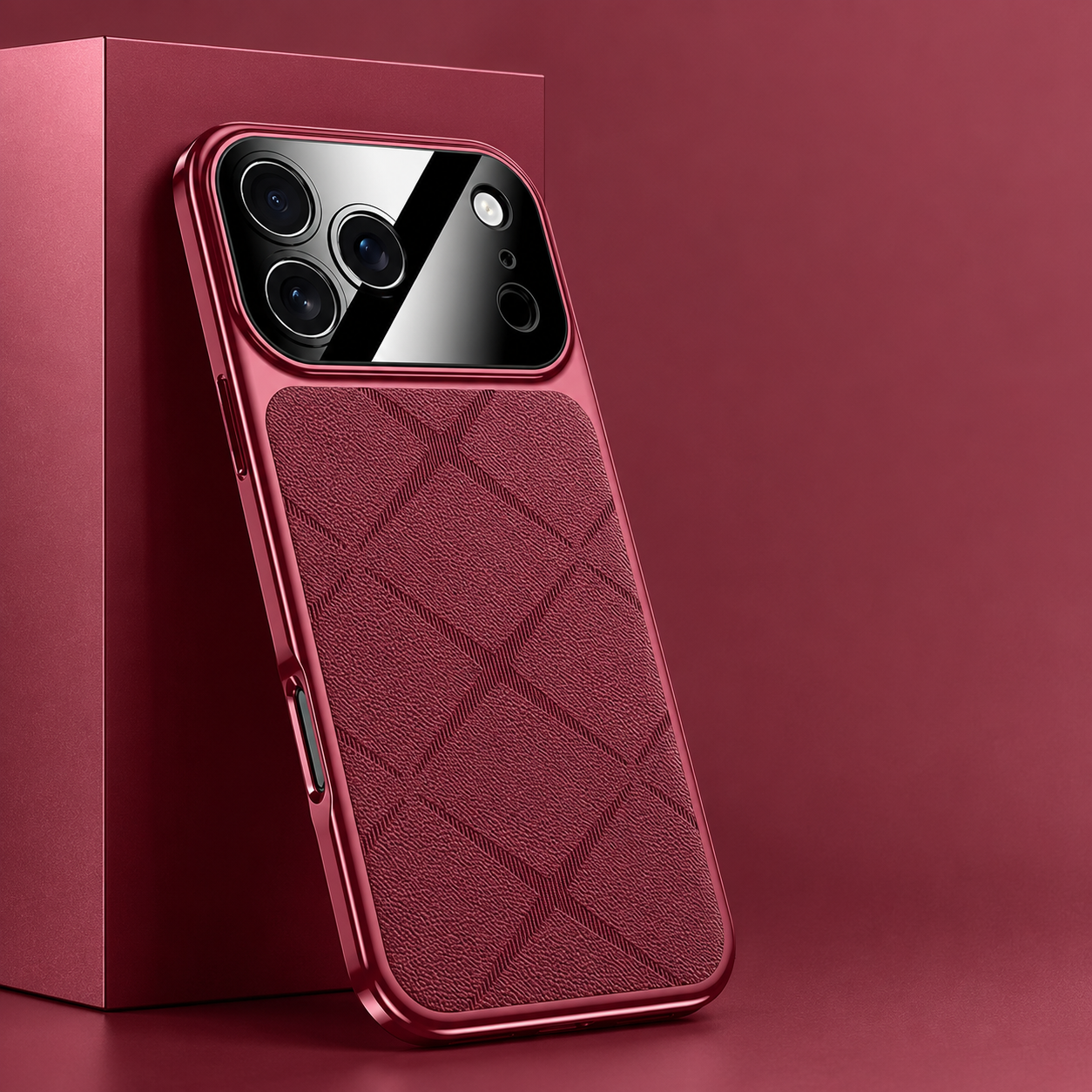 Premium iPhone Case Luxury Leather Frame Plating Protective Cover Shockproof Bumper Camera Lens Protection Anti Scratch Slim Full Coverage