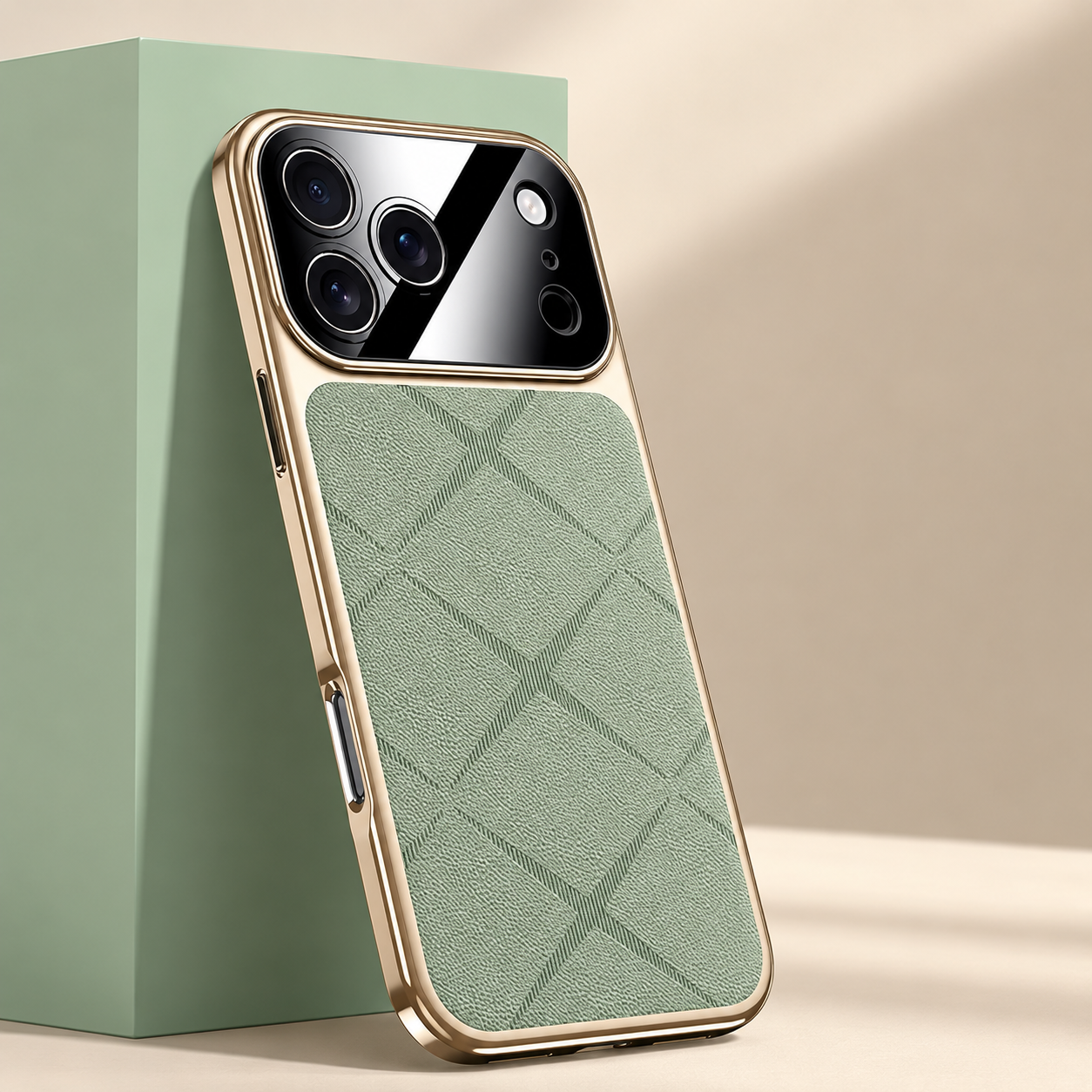 Premium iPhone Case Luxury Leather Frame Plating Protective Cover Shockproof Bumper Camera Lens Protection Anti Scratch Slim Full Coverage