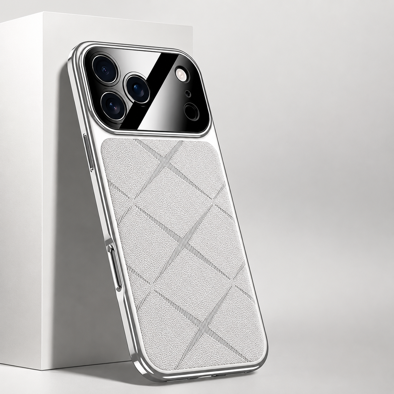 Premium iPhone Case Luxury Leather Frame Plating Protective Cover Shockproof Bumper Camera Lens Protection Anti Scratch Slim Full Coverage