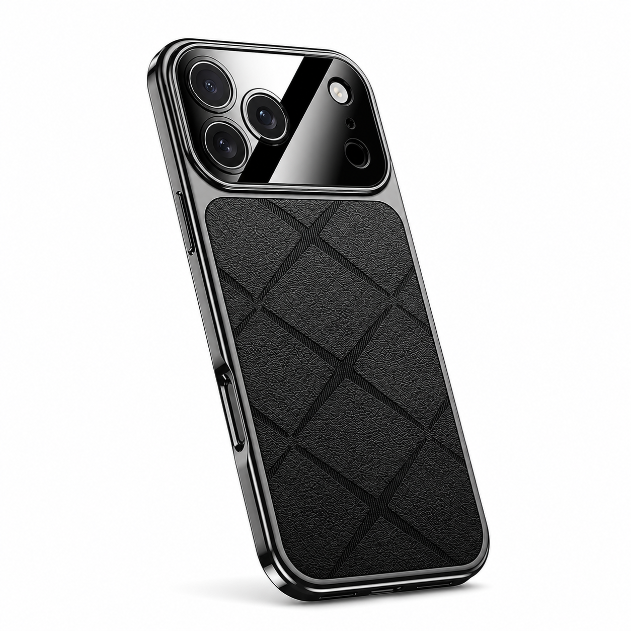 Premium iPhone Case Luxury Leather Frame Plating Protective Cover Shockproof Bumper Camera Lens Protection Anti Scratch Slim Full Coverage