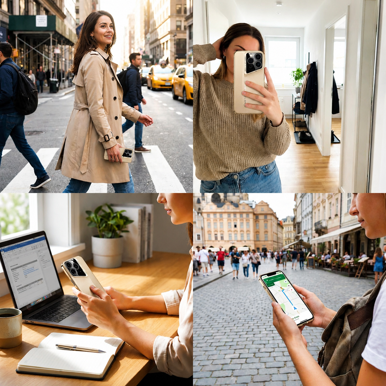 Premium iPhone Case Luxury PU Leather Electroplated Finish Ultra Thin Shockproof Protective Cover Camera Lens Protection Slim Hard Back Full Coverage
