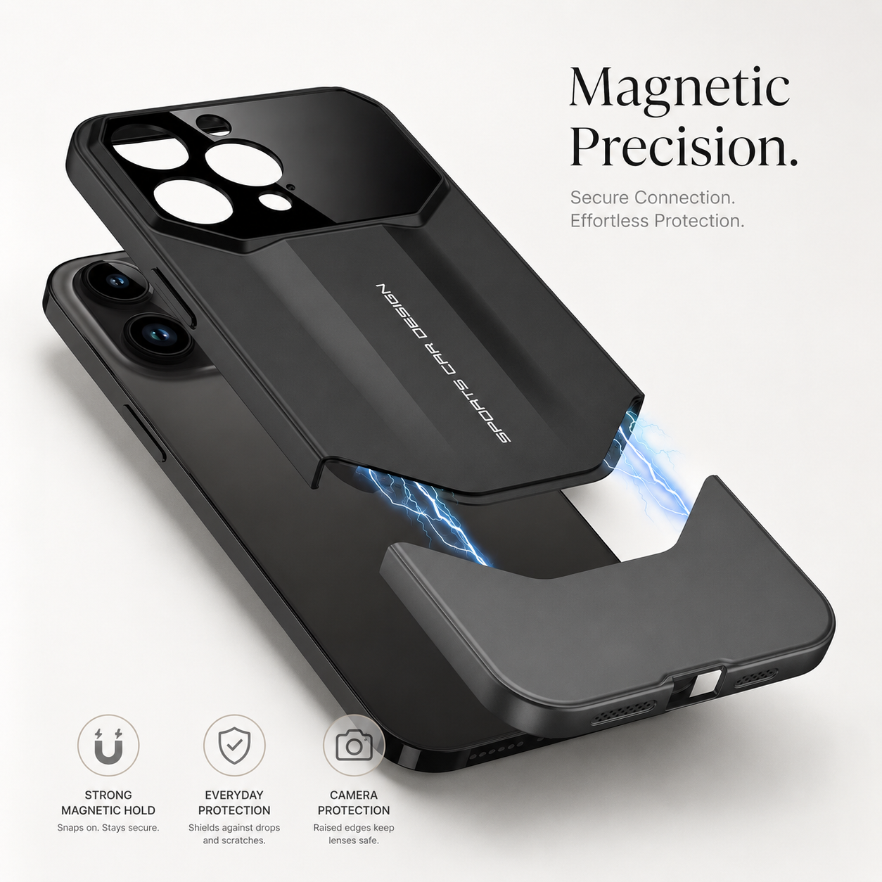 Premium iPhone Case Luxury Supercar Design Hard PC Shockproof Protective Cover Camera Lens Protection Anti Scratch Dustproof Slim Full Coverage