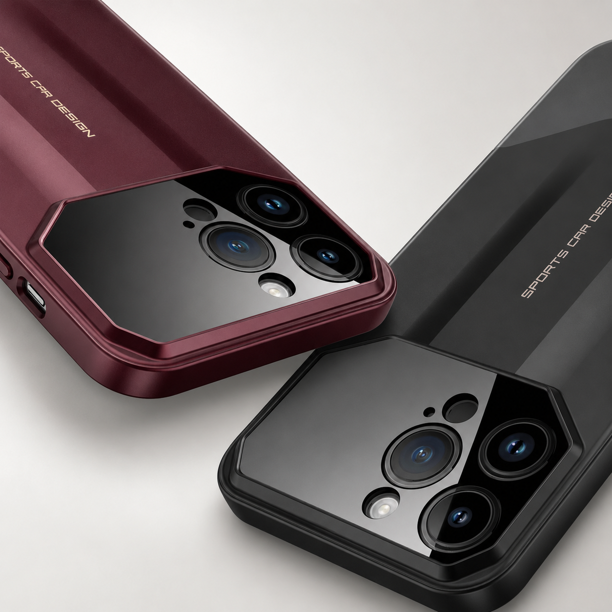 Premium iPhone Case Luxury Supercar Design Hard PC Shockproof Protective Cover Camera Lens Protection Anti Scratch Dustproof Slim Full Coverage
