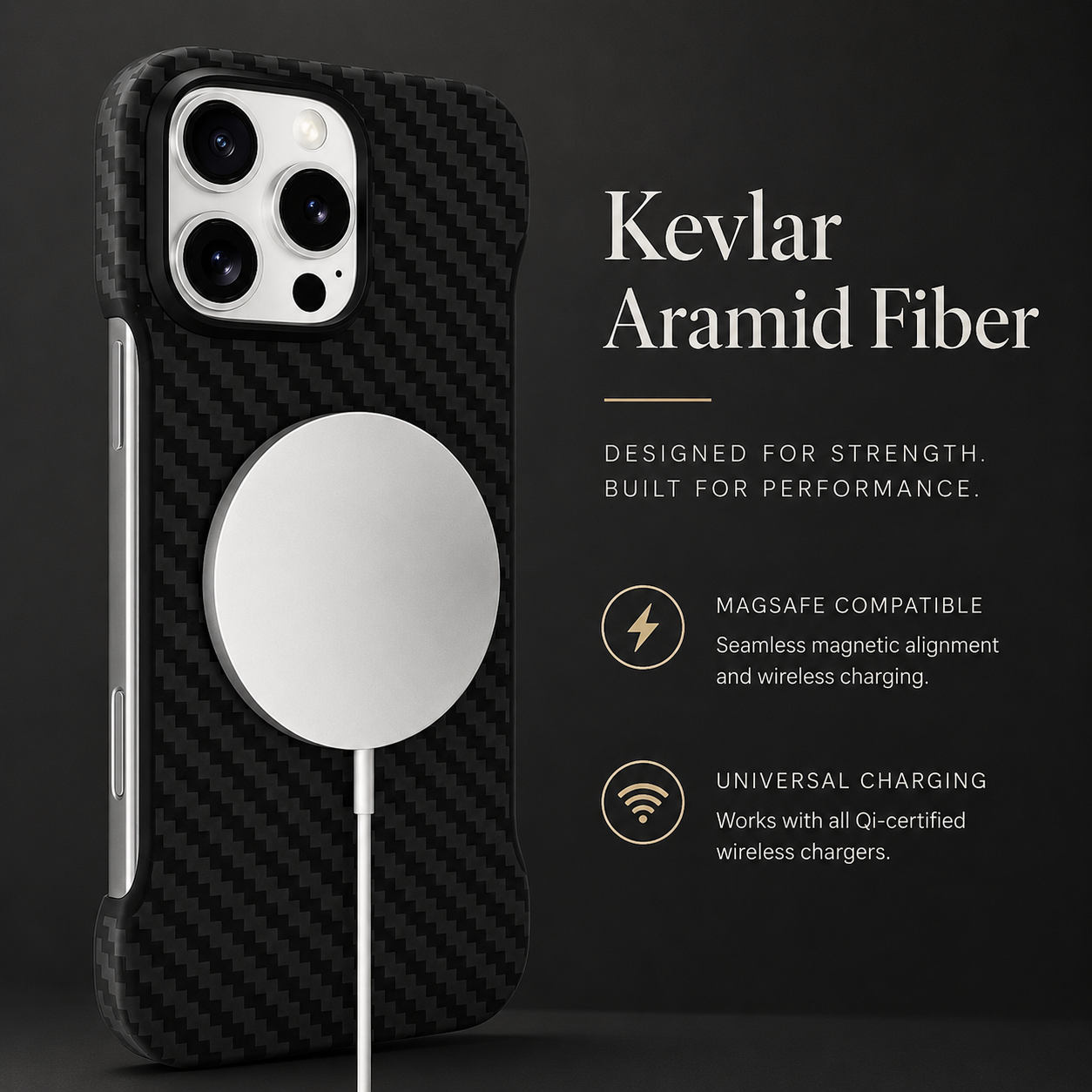 Premium iPhone Case MagSafe Aramid Carbon Fiber Frameless Matte Slim Cover Shockproof Lightweight Protective Wireless Charging Compatible Design