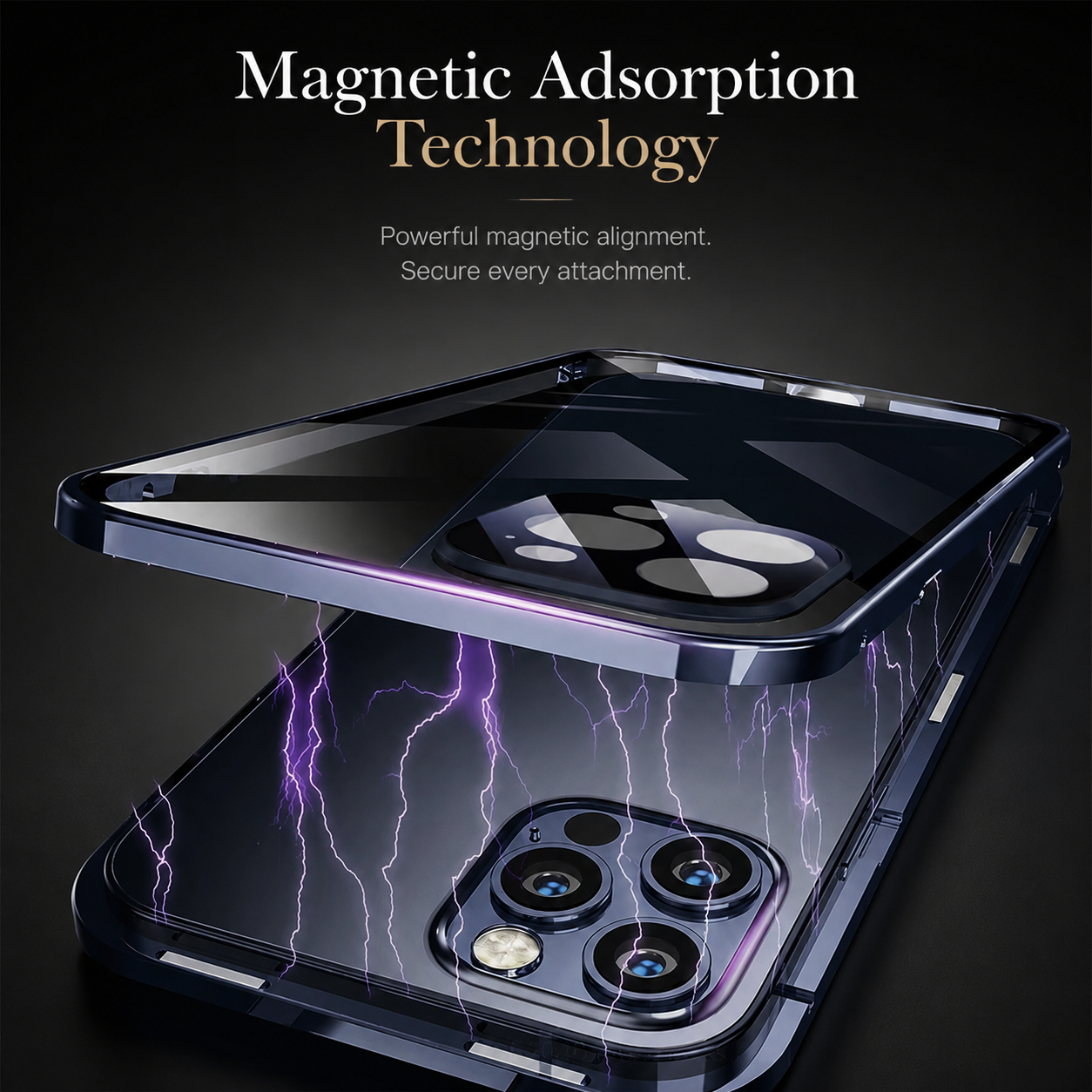 Premium iPhone Case MagSafe Compatible 360 Full Coverage Magnetic Glass Aluminum Frame Shockproof Snap Lock Bumper Anti Scratch Protective Design
