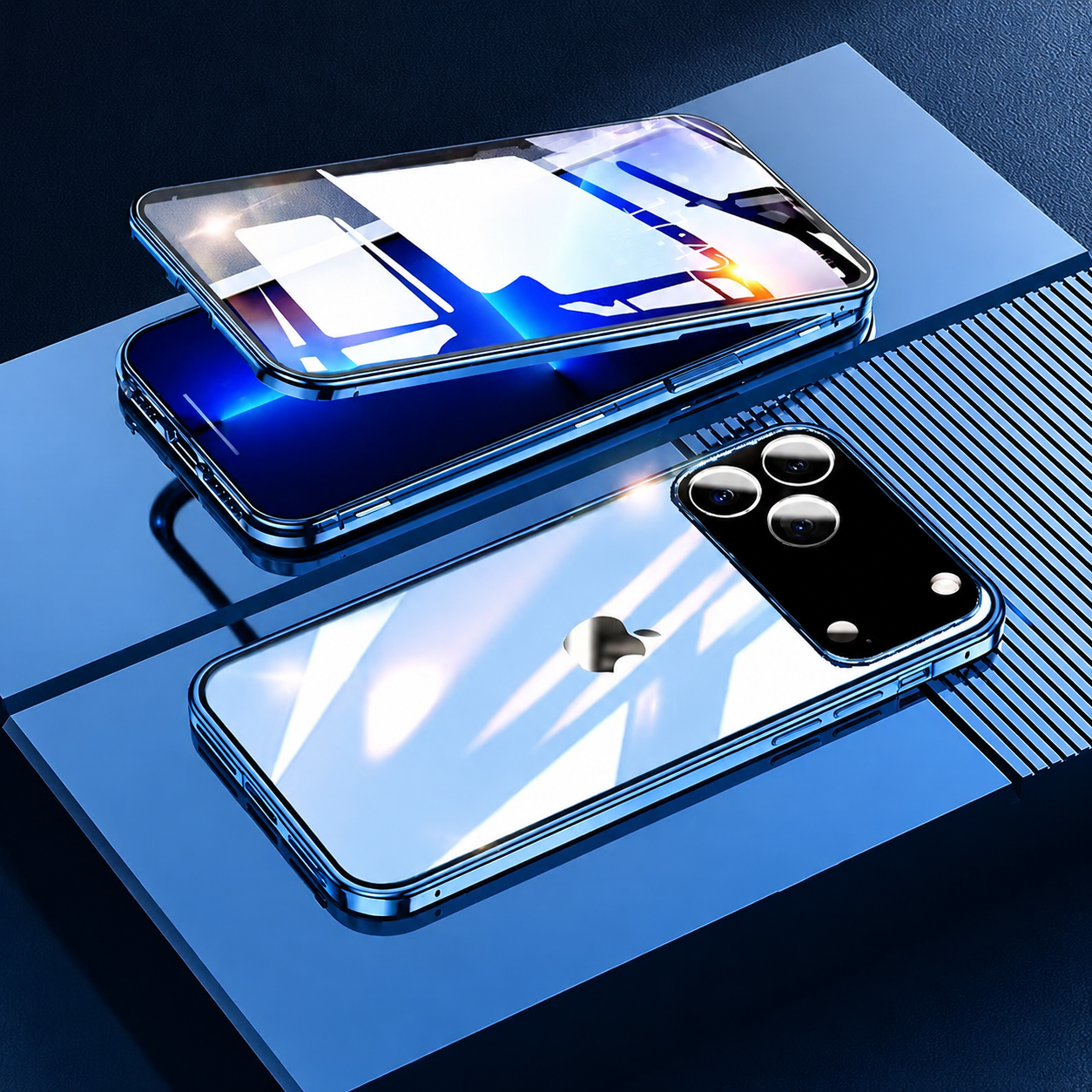 Premium iPhone Case MagSafe Compatible 360 Full Coverage Magnetic Glass Aluminum Frame Shockproof Snap Lock Bumper Anti Scratch Protective Design