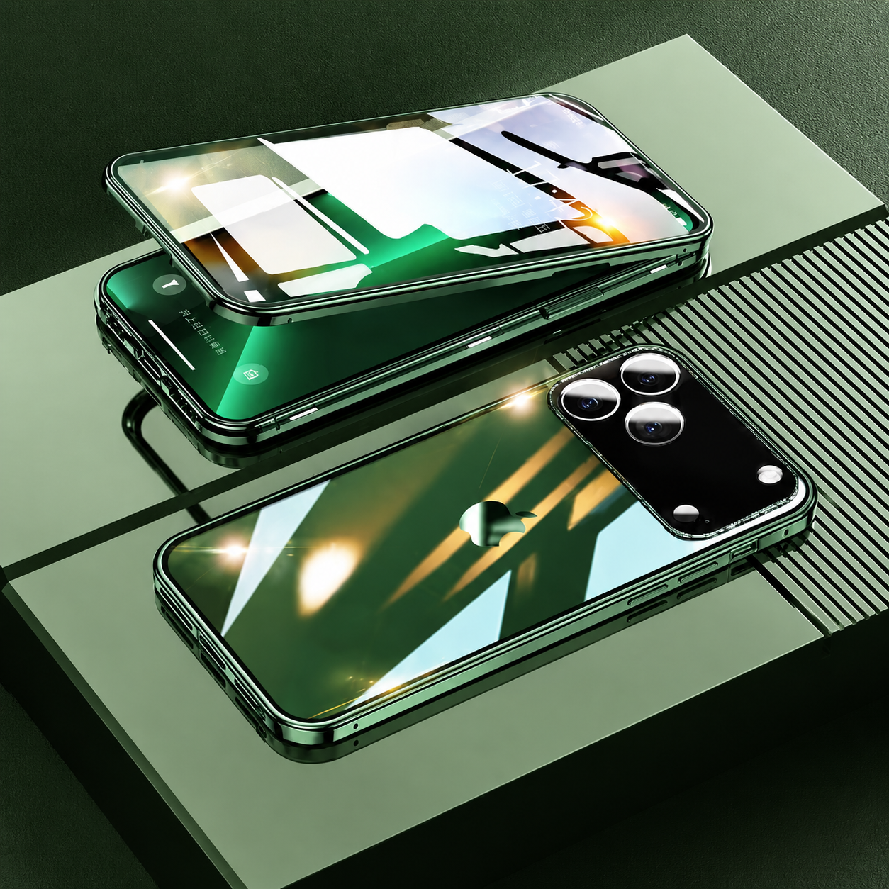Premium iPhone Case MagSafe Compatible 360 Full Coverage Magnetic Glass Aluminum Frame Shockproof Snap Lock Bumper Anti Scratch Protective Design