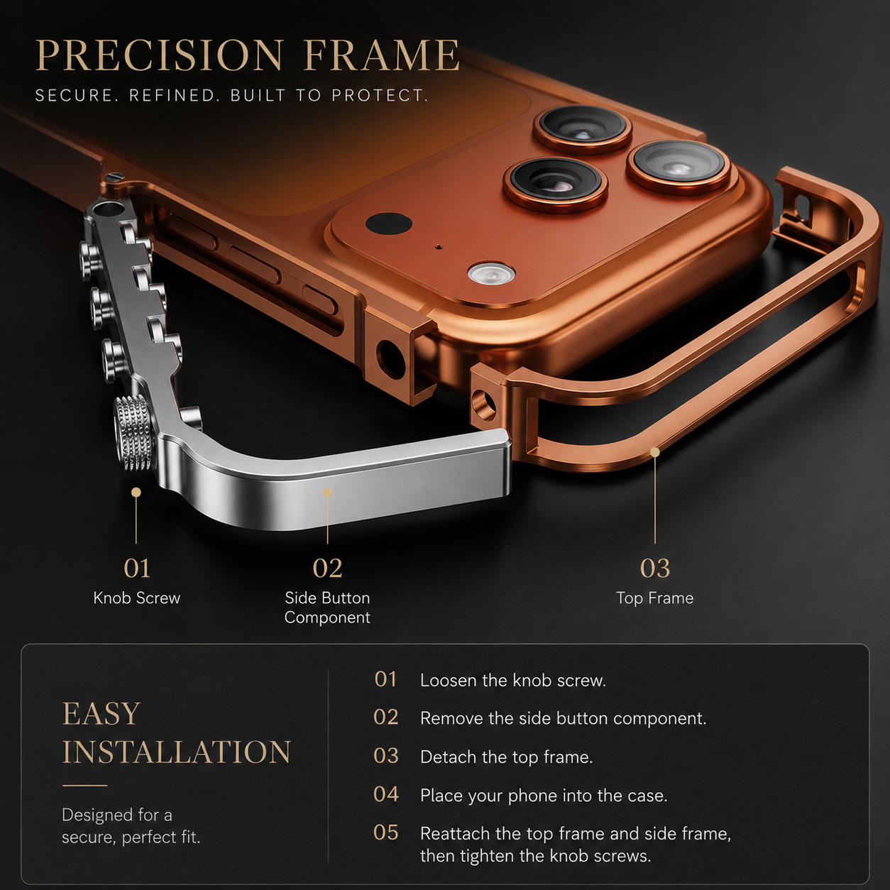 Premium iPhone Case MagSafe Compatible Aluminum Alloy Armor Frame Shockproof Protective Cover Anti Scratch Magnetic Metal Design Non Slip Grip Full Coverage