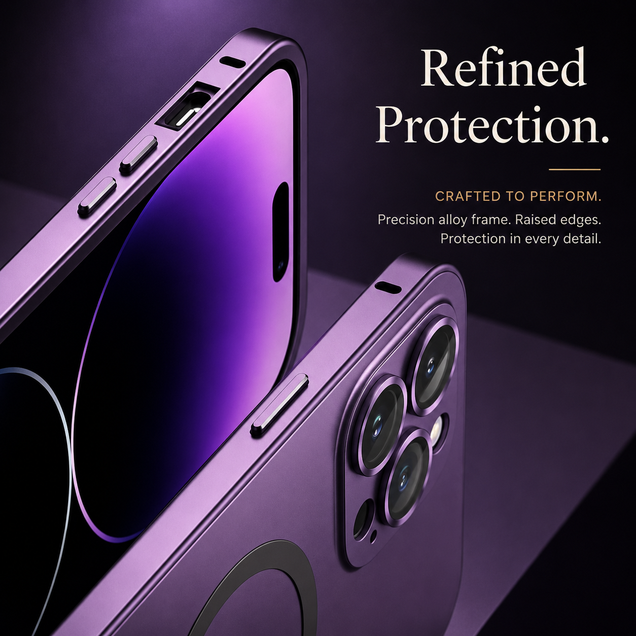 Premium iPhone Case MagSafe Compatible Aluminum Alloy Metal Frame Cover Shockproof Full Coverage Glass Lens Protection Matte Anti Glare Slim Design