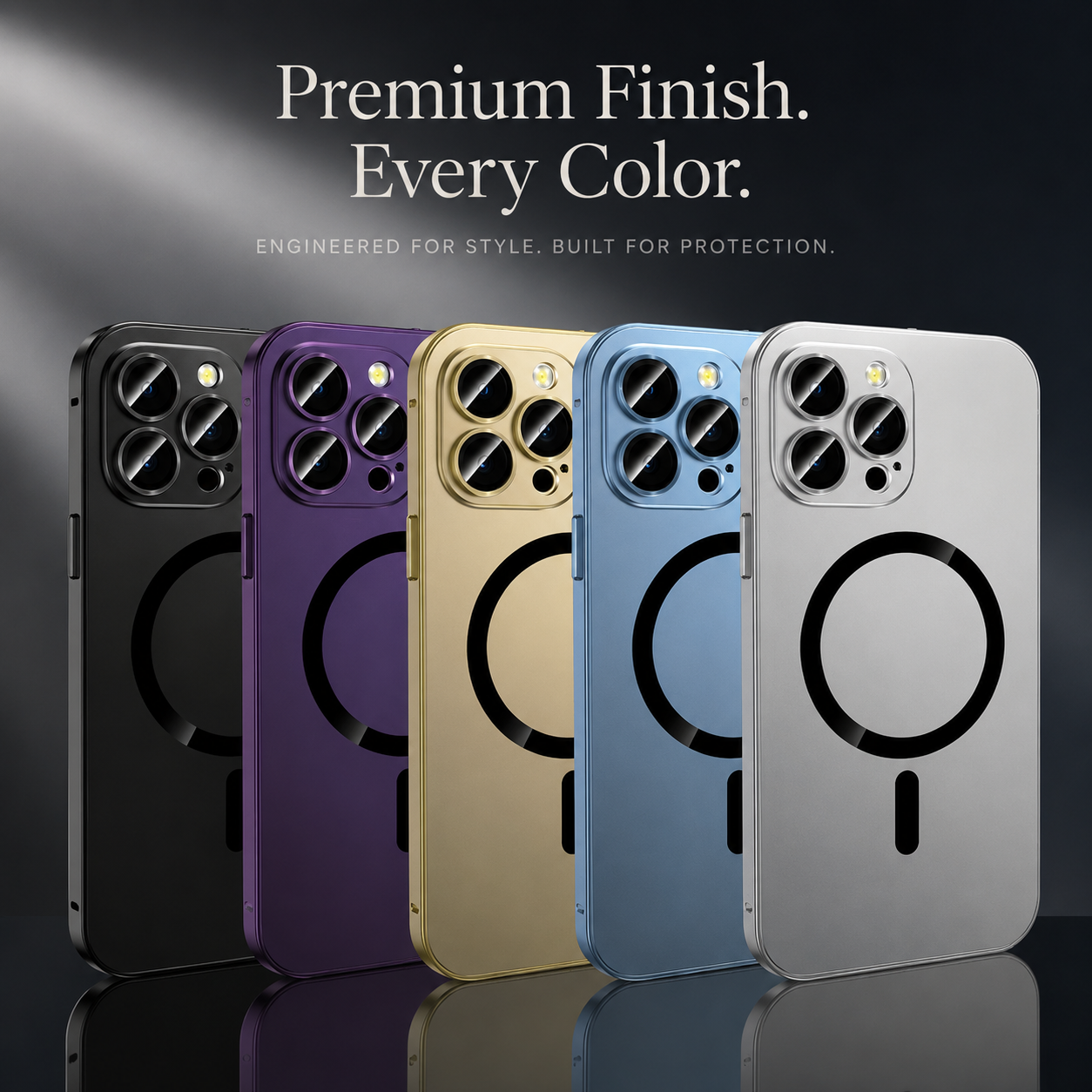 Premium iPhone Case MagSafe Compatible Aluminum Alloy Metal Frame Cover Shockproof Full Coverage Glass Lens Protection Matte Anti Glare Slim Design