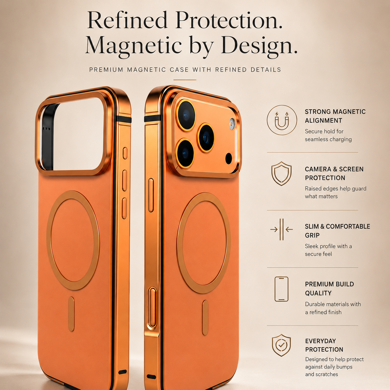 Premium iPhone Case MagSafe Compatible Aluminum Alloy Metal Frame Protective Cover Shockproof Anti Drop Scratch Resistant Magnetic Slim Durable Design