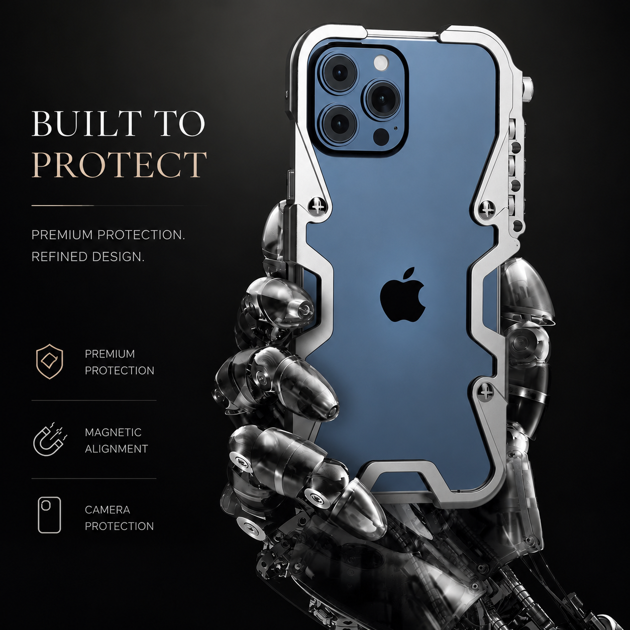 Premium iPhone Case MagSafe Compatible Aluminum Armor Bumper Protective Cover Heavy Duty Shockproof Anti Slip Heat Dissipation Slim Metal Frame Design