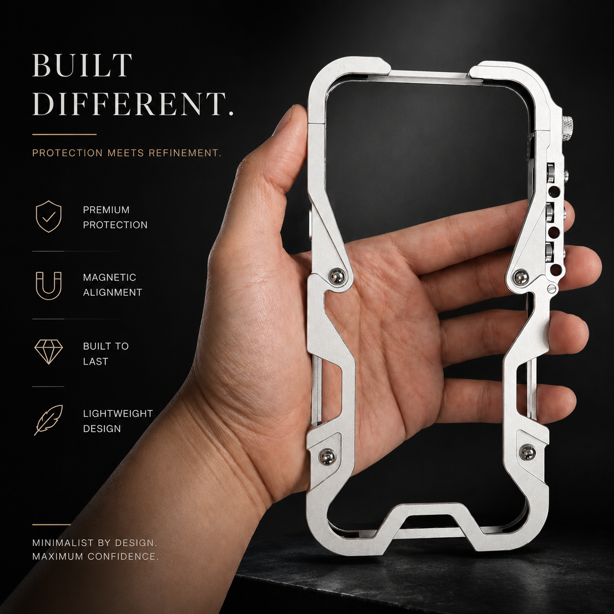 Premium iPhone Case MagSafe Compatible Aluminum Armor Bumper Protective Cover Heavy Duty Shockproof Anti Slip Heat Dissipation Slim Metal Frame Design