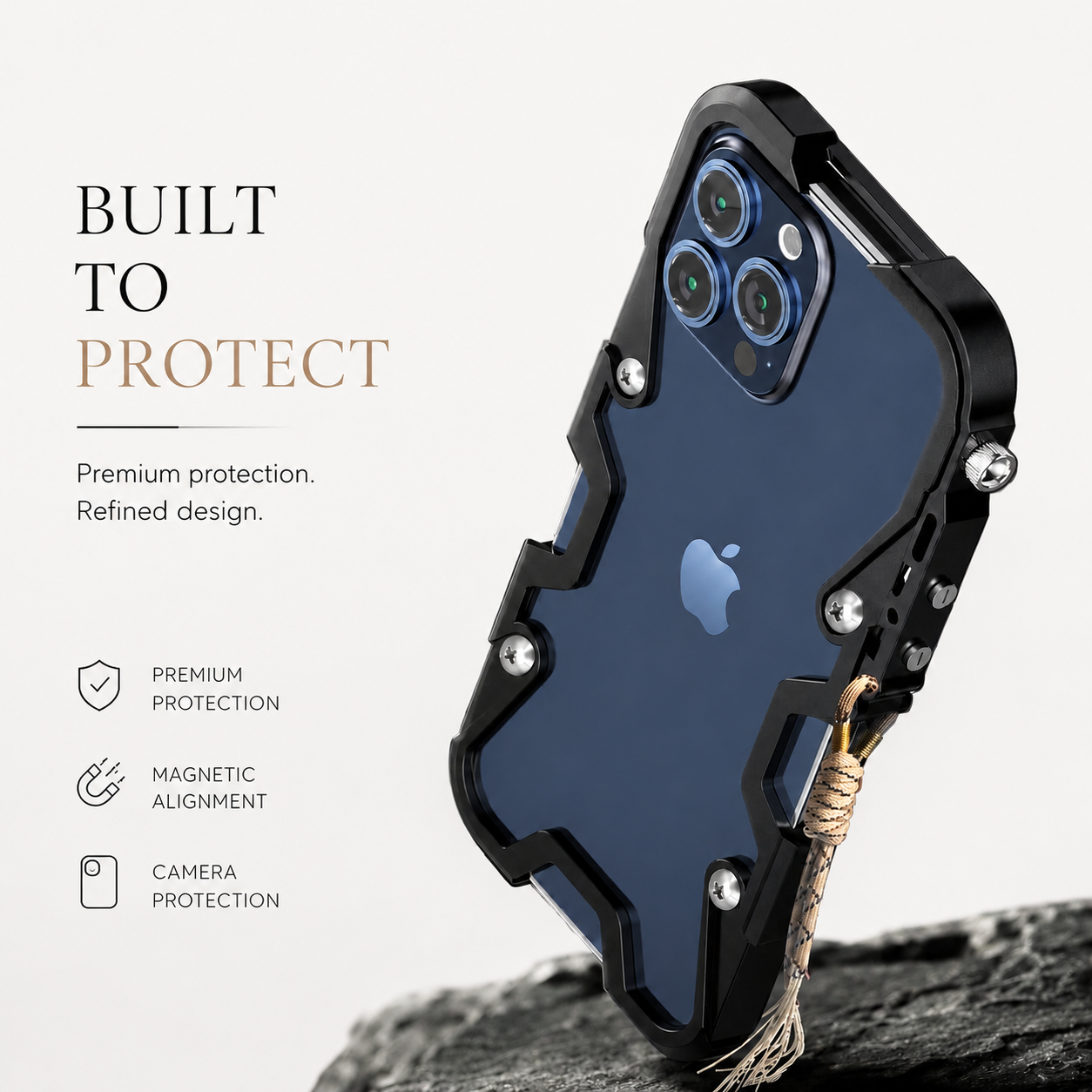 Premium iPhone Case MagSafe Compatible Aluminum Armor Bumper Protective Cover Heavy Duty Shockproof Anti Slip Heat Dissipation Slim Metal Frame Design