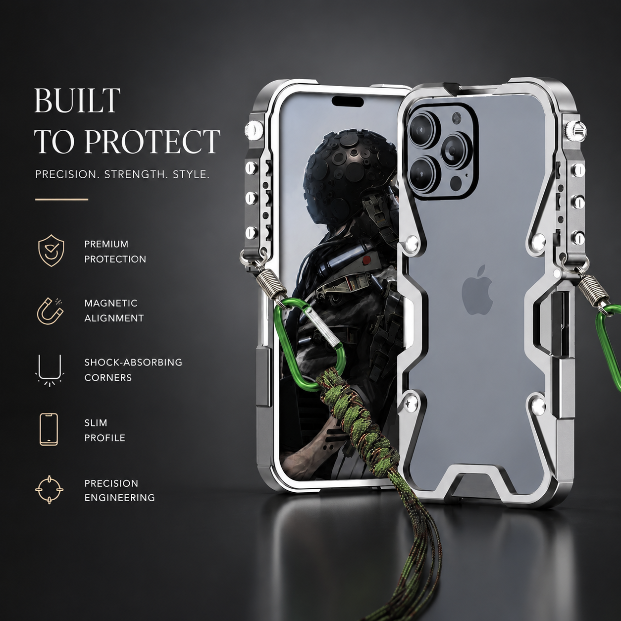 Premium iPhone Case MagSafe Compatible Aluminum Armor Bumper Protective Cover Heavy Duty Shockproof Anti Slip Heat Dissipation Slim Metal Frame Design