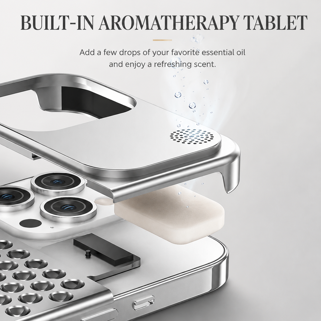Premium iPhone Case MagSafe Compatible Aluminum Cooling Cover Heat Dissipation Shockproof Protective Case Removable Fragrance Module Magnetic Full Protection Design
