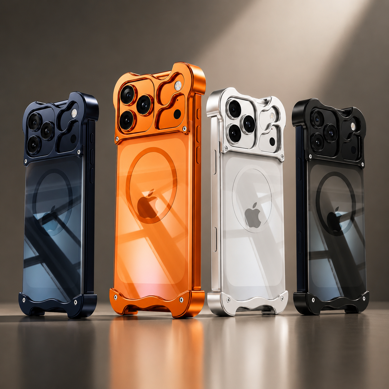 Premium iPhone Case MagSafe Compatible Aluminum Corner Bumper Protective Cover Transparent Back Shockproof Frameless Camera Protection Heat Dissipation Design