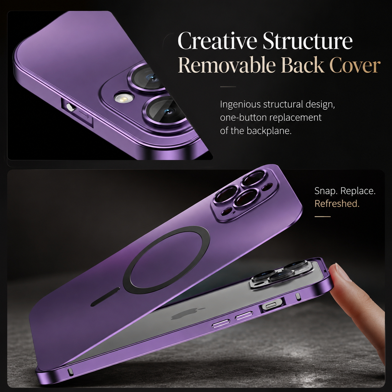 Premium iPhone Case MagSafe Compatible Aluminum Frame Hard PC Back Cover Shockproof Camera Lens Protection Matte Anti Fingerprint Full Coverage