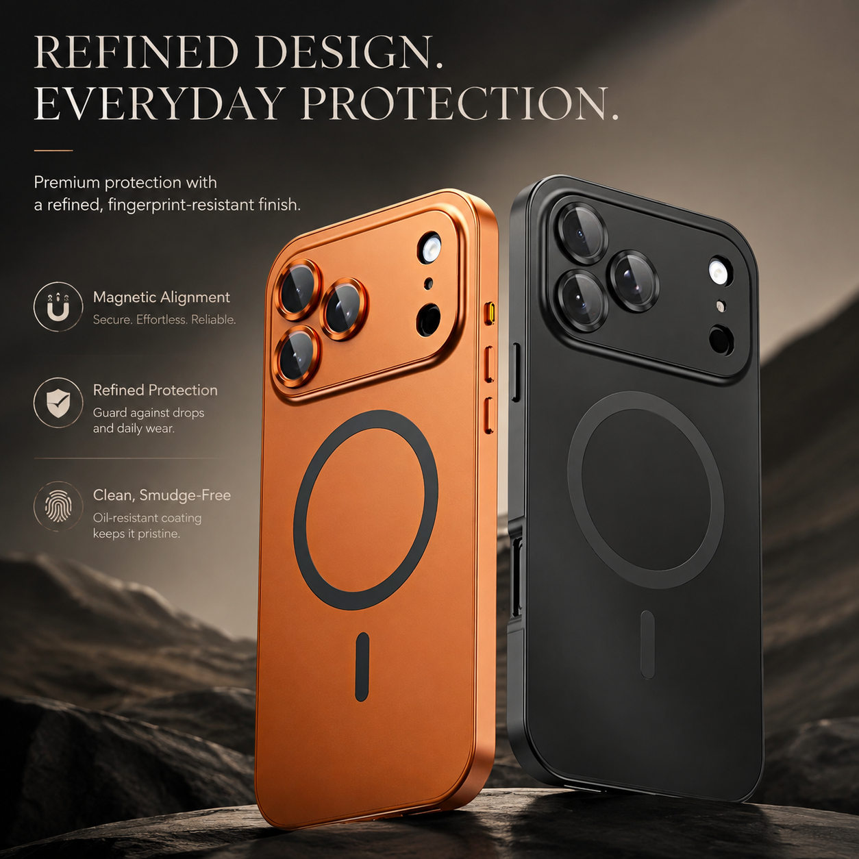 Premium iPhone Case MagSafe Compatible Aluminum Frame Hard PC Back Cover Shockproof Camera Lens Protection Matte Anti Fingerprint Full Coverage