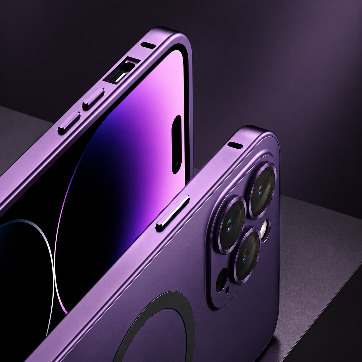Premium iPhone Case MagSafe Compatible Aluminum Frame Hard PC Back Cover Shockproof Camera Lens Protection Matte Anti Fingerprint Full Coverage